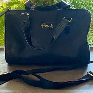 Harrods Glossy Black Handle Shoulder Bag
